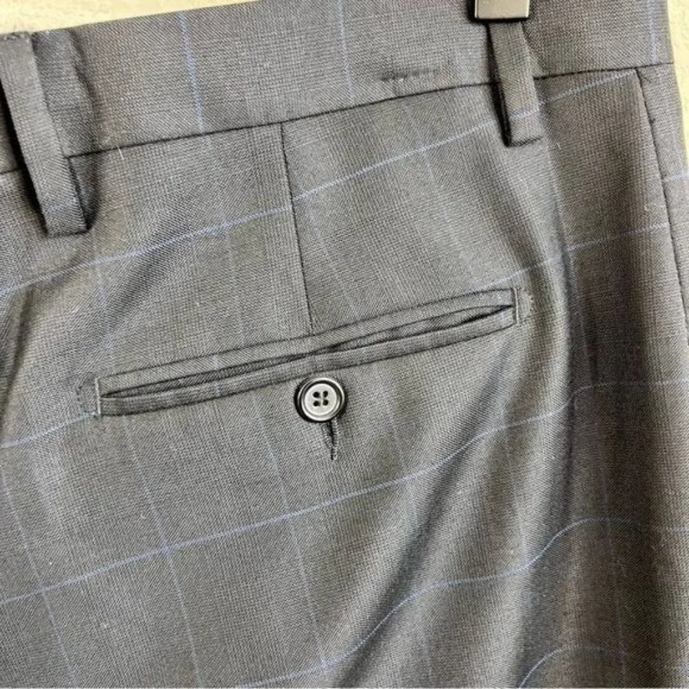 YSL Yves Saint Laurent Windowpane Wool 120s 3 Button Gridded Suit - Picture 11 of 13